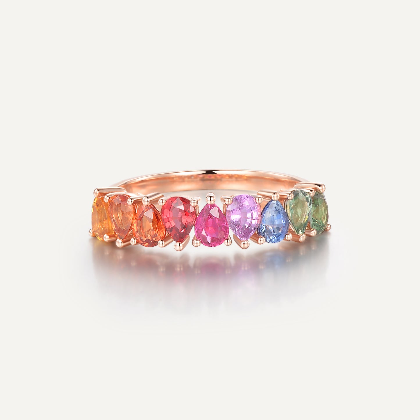 Rainbowdrops Ring | 18K Rose Gold | Natural Sapphires