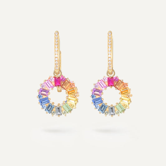 Rainbow Box Earrings | 18K yellow gold | Natural Colored Sapphires