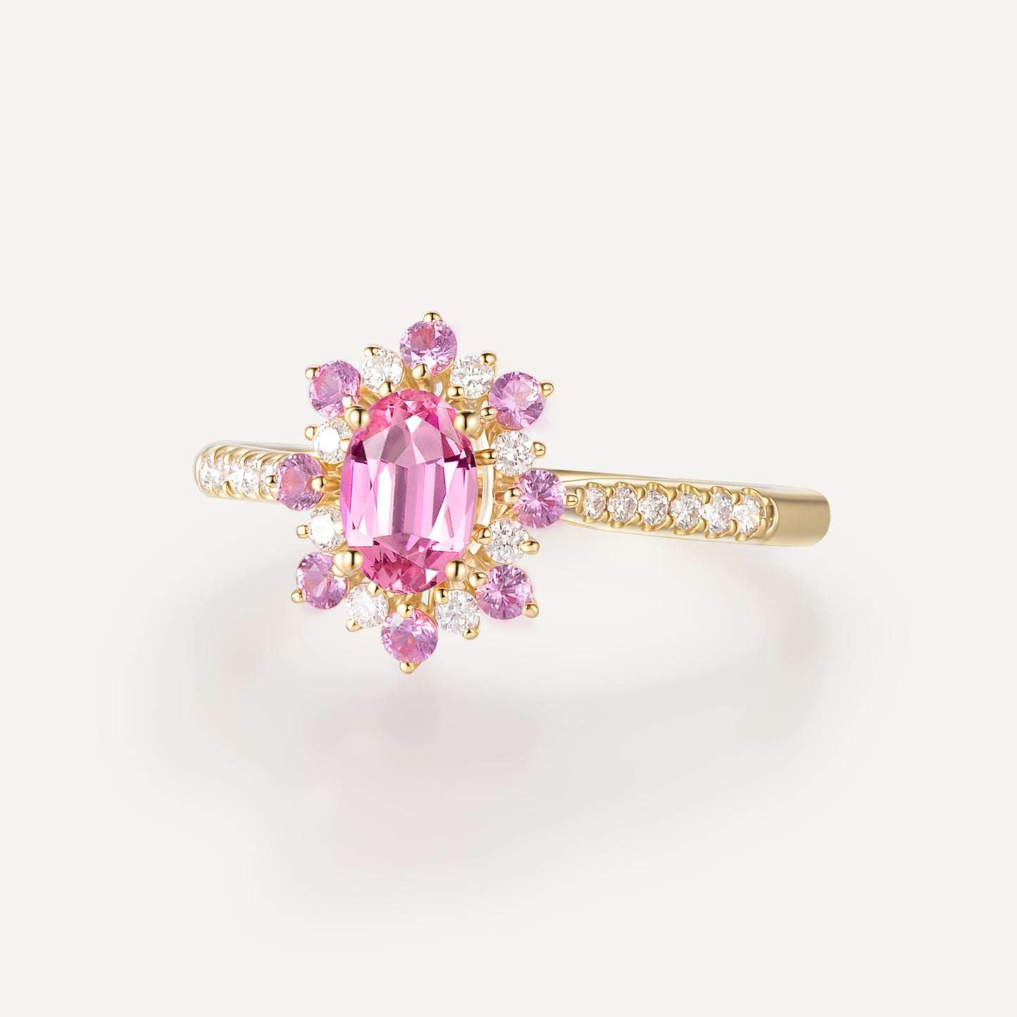 Sakura Blossom Sapphire Ring | 18k yellow gold | Natural Gemstone