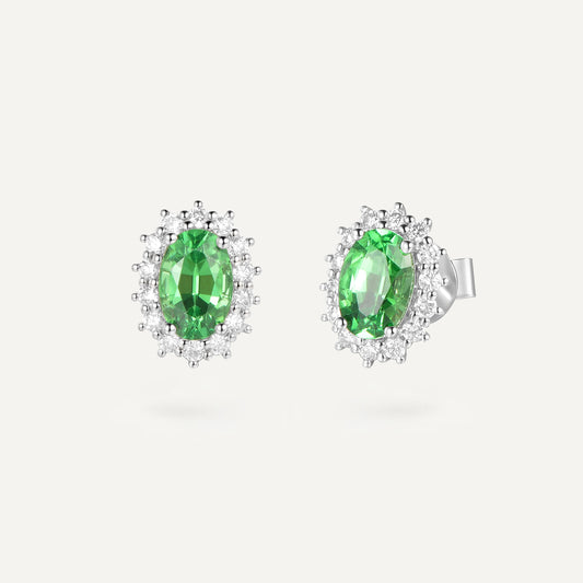 Whisper of the Forest Tsavorite Earring | 18K white gold | Natural Gemstone
