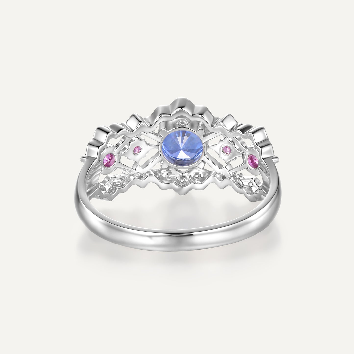 Regal Tulle Sapphire & Rosé Diamond Ring | Pt950 | Natural Gemstone