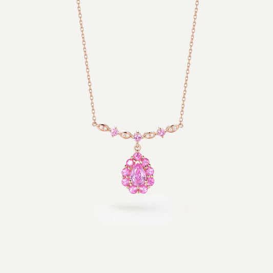 Floral Intoxication Pink Sapphire Necklace | 18K Rose Gold | Natural Gemstone