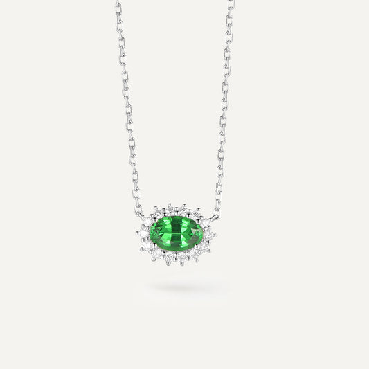 Whisper of the Forest Tsavorite Necklace | 18K white gold | Natural Gemstone