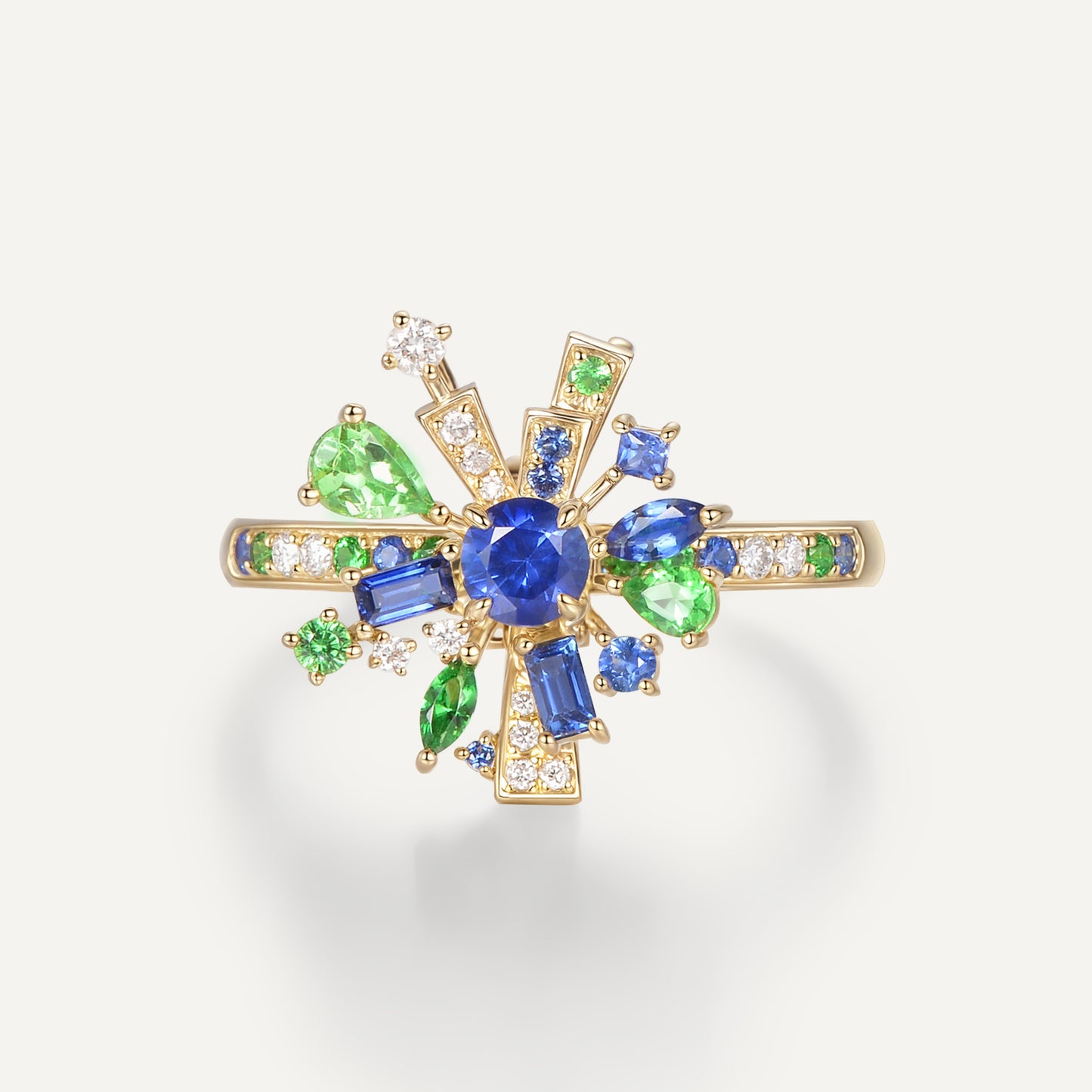 Dual-wear Monet Garden Ring/Pendant | 18K white gold | Natural Gemstone