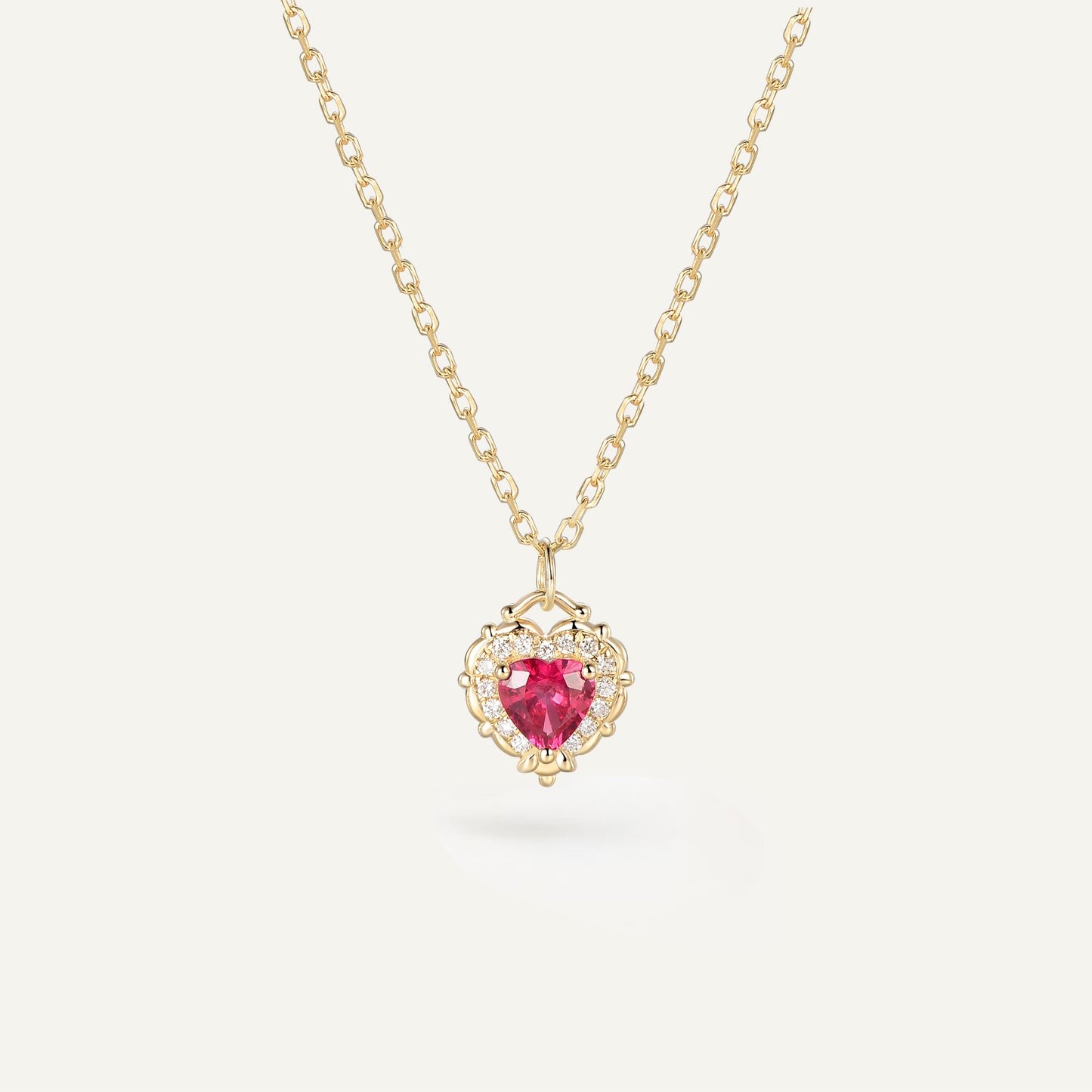 Timeless Filigree Heart Necklace | 18K Yellow Gold | Natural Gemstone