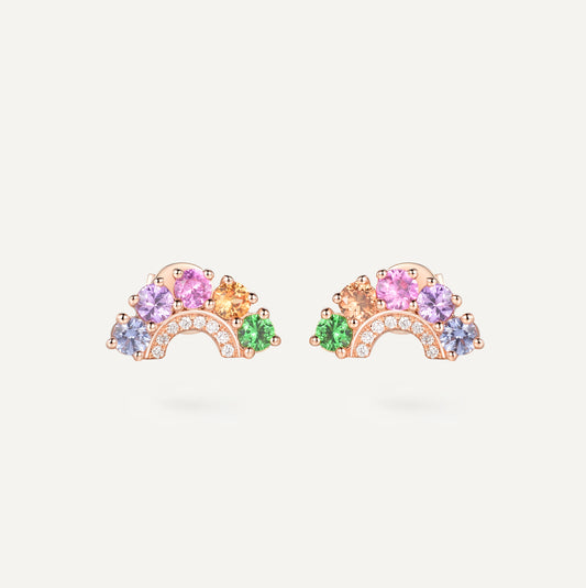 Rainbow Arch Earring | 18K gold | Natural Gemstone