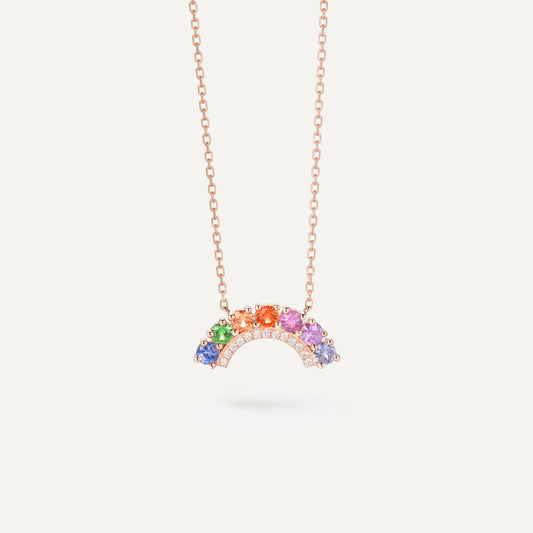Rainbow Arch Necklace | 18K gold | Natural Gemstone