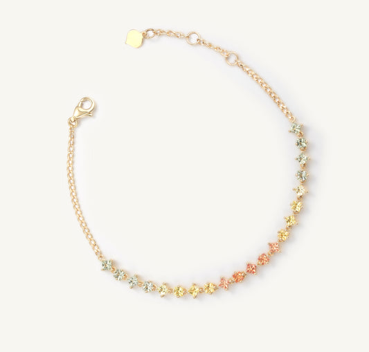 Sunflower Bracelet | Adjustable Chain Version| 18K Yellow Gold | Natural Gemstone