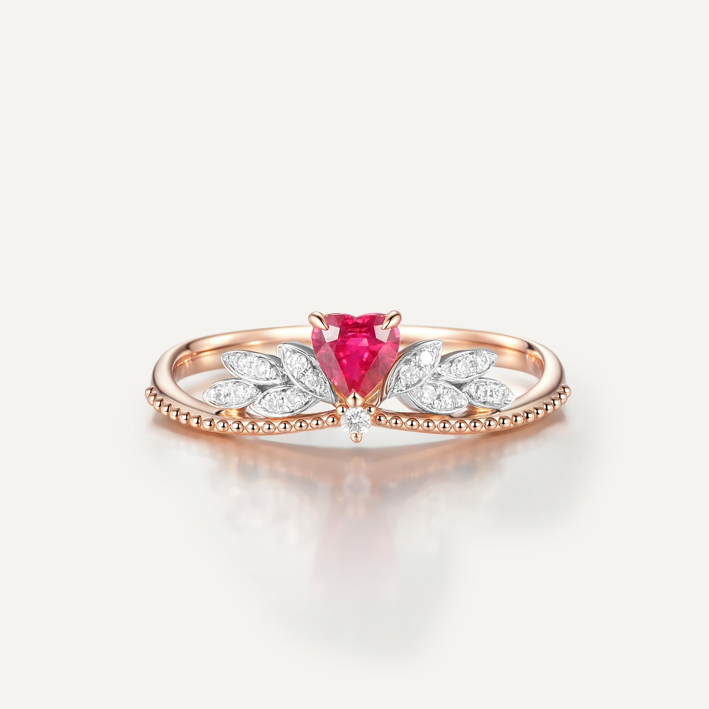 Ruby Heart Wings Ring | 18K rose gold