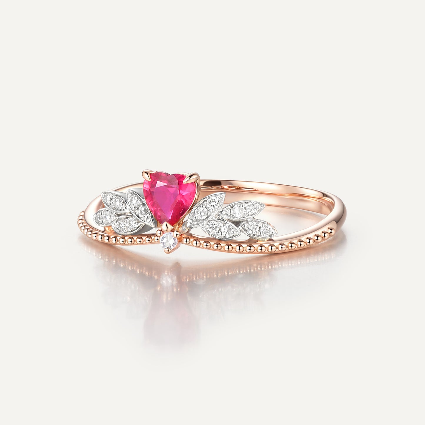 Ruby Heart Wings Ring | 18K rose gold
