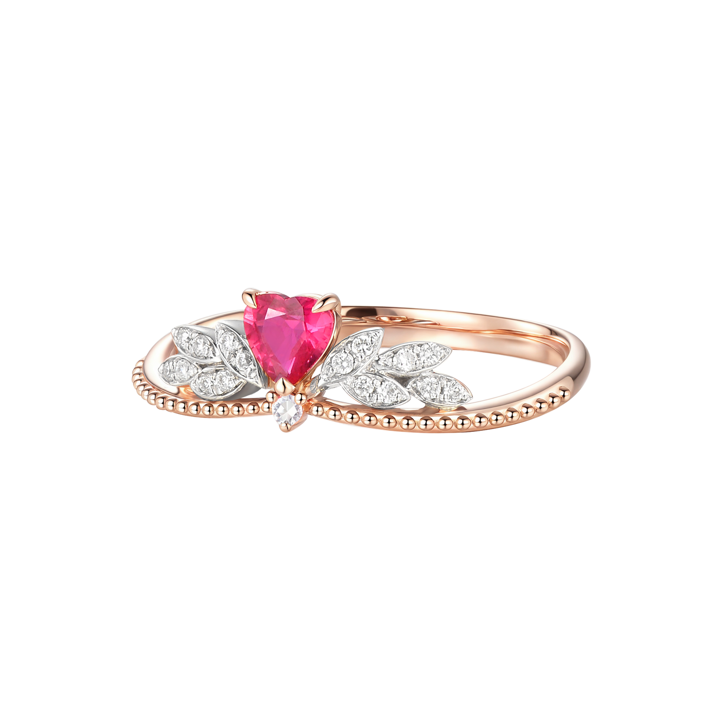 Ruby Heart Wings Ring | 18K rose gold