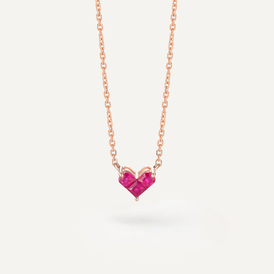 Ruby Love Knot Clavicle Necklace | 18K Rose Gold | Natural Gemstone