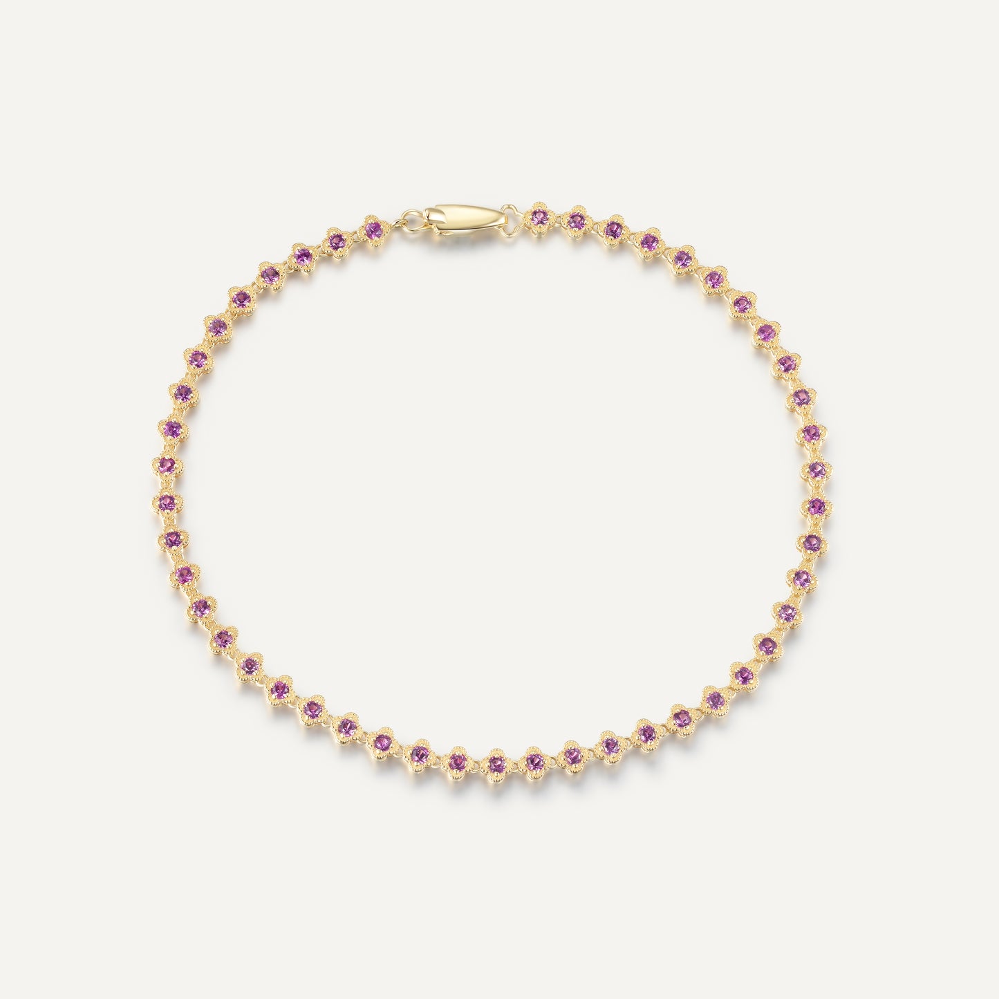 Pink Sapphire Fortune Bracelet | 18K yellow gold | Natural Gemstone