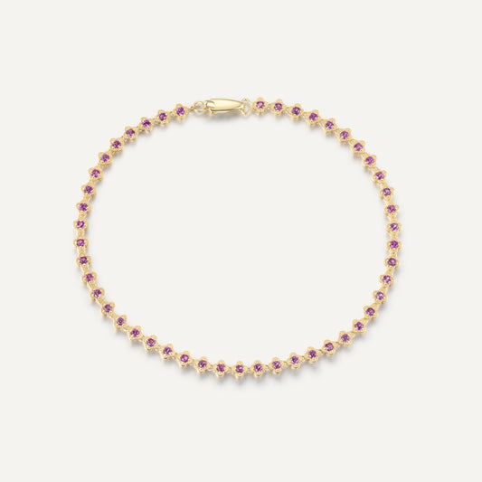 Pink Sapphire Fortune Bracelet | 18K yellow gold | Natural Gemstone