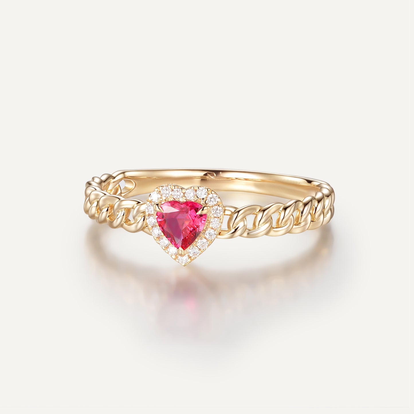 Crimson Heart Ring | 18K yellow gold