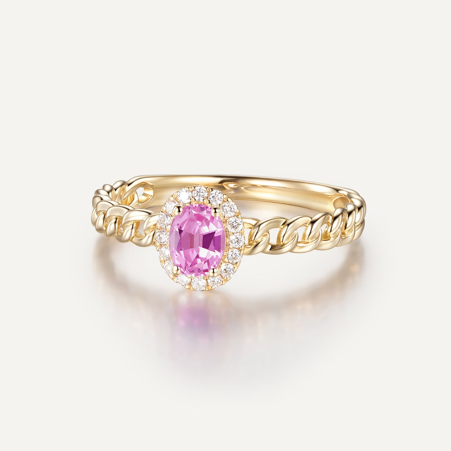 Misty Orb Pink Sapphire Ring | 18K yellow gold | Natural Gemstone