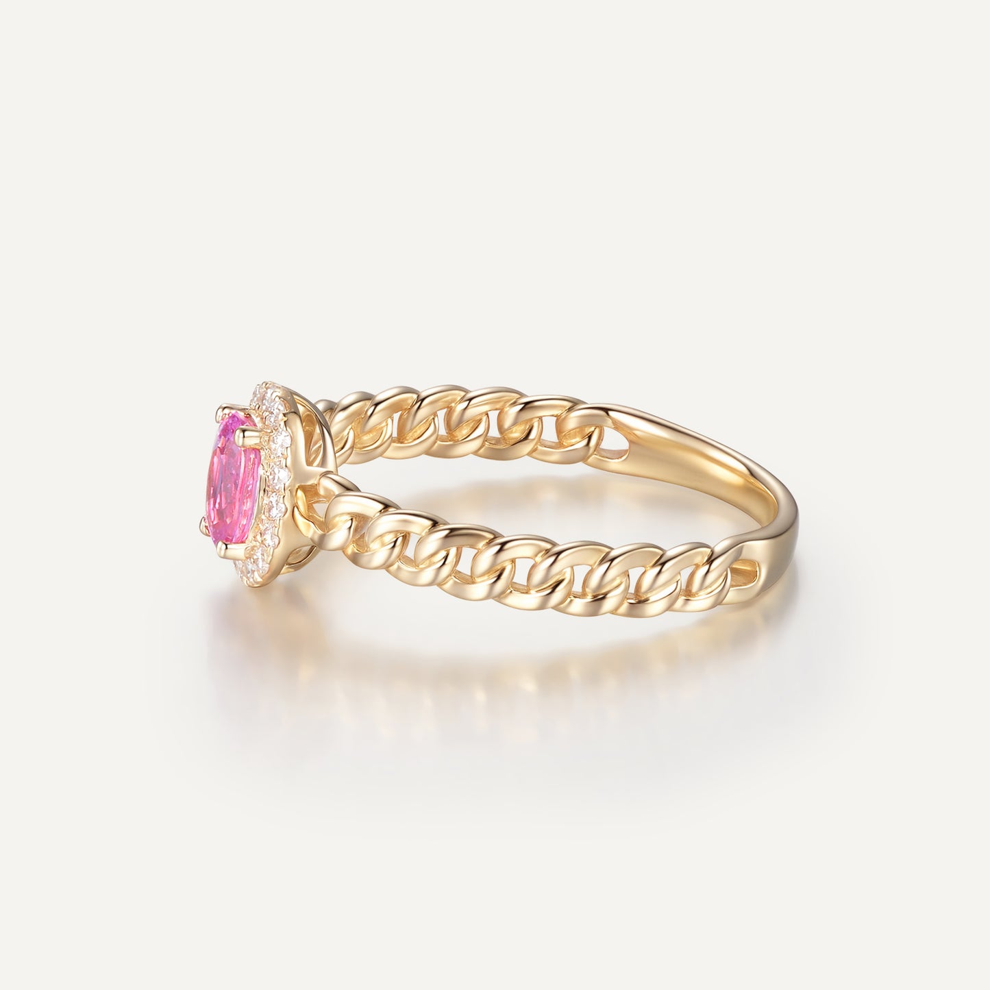 Misty Orb Pink Sapphire Ring | 18K yellow gold | Natural Gemstone