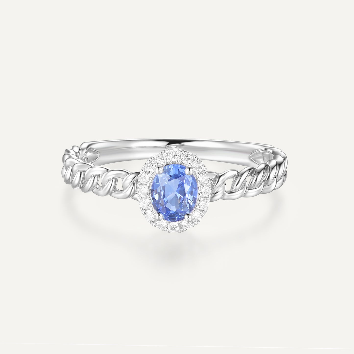 Celestial Egg Sapphire Ring | 18K white gold | Natural Gemstone