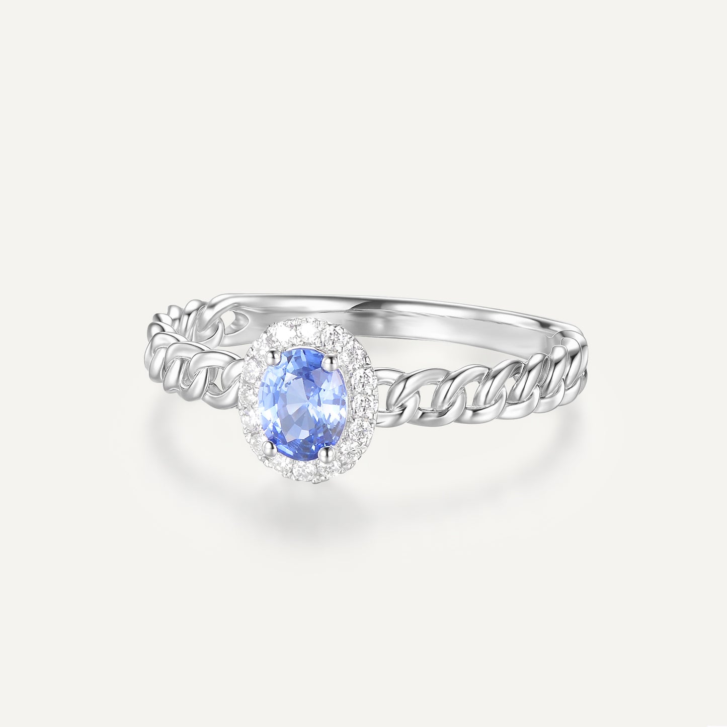 Celestial Egg Sapphire Ring | 18K white gold | Natural Gemstone