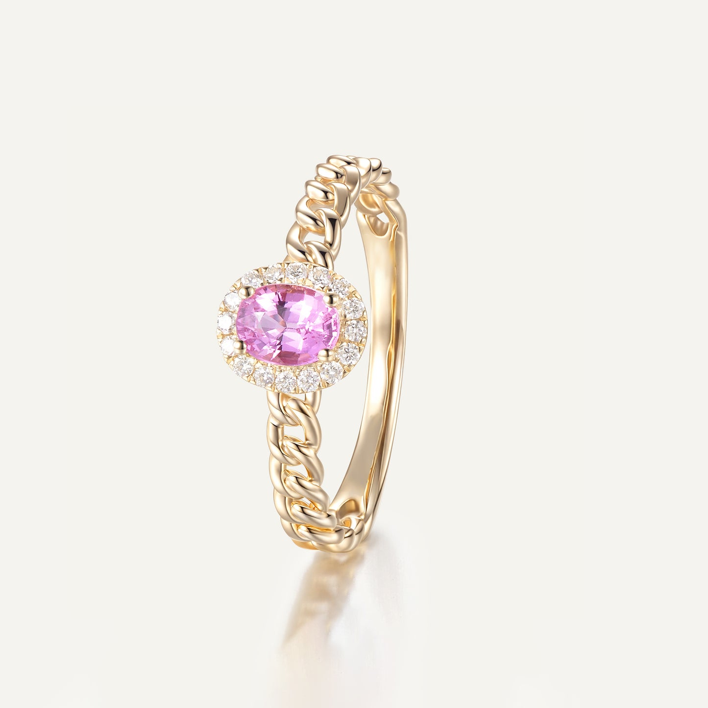 Misty Orb Pink Sapphire Ring | 18K yellow gold | Natural Gemstone