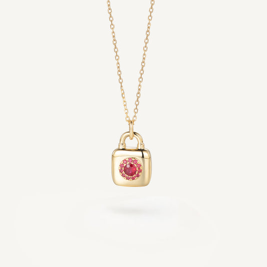 Aeternus Lock Ruby Necklace| 18k yellow gold | Natural Gemstone