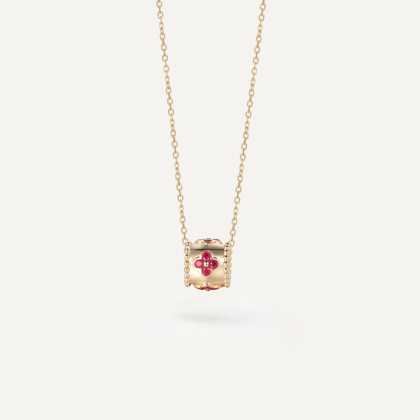 Ruby Orbis Clover Necklace | 18k yellow gold
