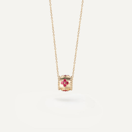 Ruby Orbis Clover Necklace | 18k Yellow Gold | Natural Gemstone