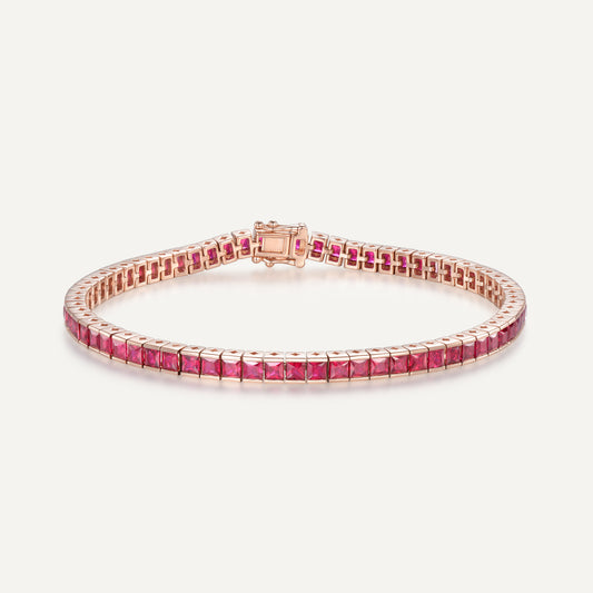 Ruby Princess Tennis Bracelet | 18K rose gold | Natural Gemstone