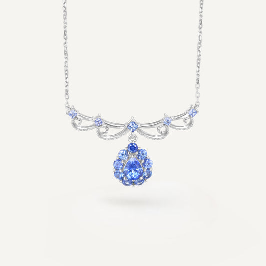 Crowned Sapphire Azure  Necklace| PT 950 | Natural Gemstone