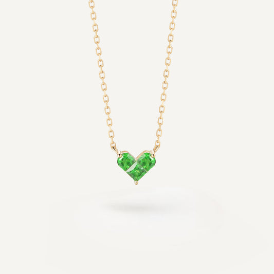 Tsavorite Love Knot Clavicle Necklace | 18K gold | Natural Gemstone