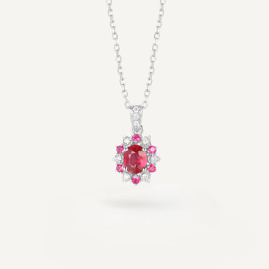 Red Lotus Ruby Necklace | 18k white gold | Natural Gemstone