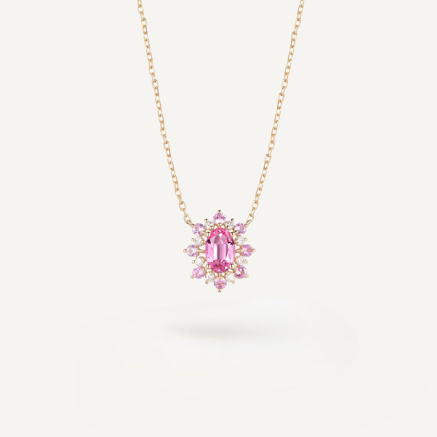 Sakura Blossom Sapphire Necklace | 18k yellow gold | Natural Pink Sapphire