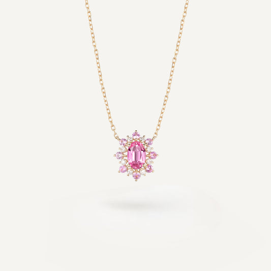 Sakura Blossom Sapphire Necklace | 18k yellow gold | Natural Pink Sapphire
