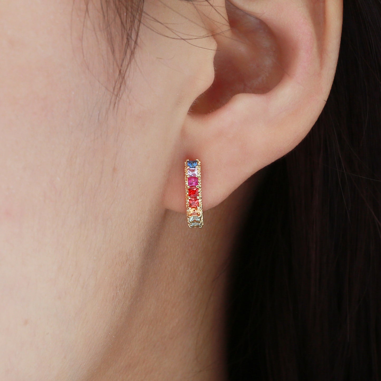 Rainbow Sugar Earrings | 18K yellow gold | Natural Colored Sapphires