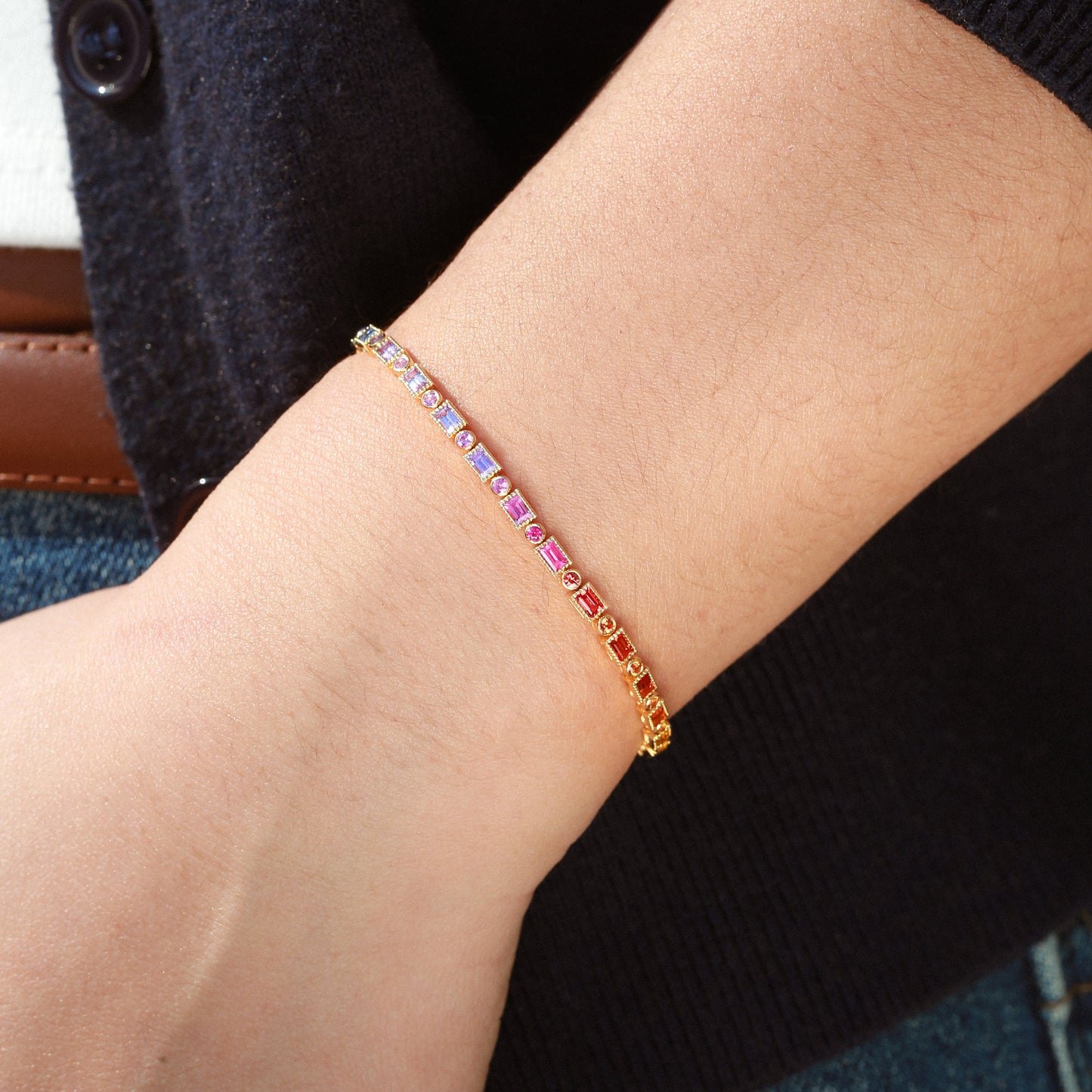 Rainbow Box Bracelet | Original Version | 18K Gold | Natural Colored Sapphire