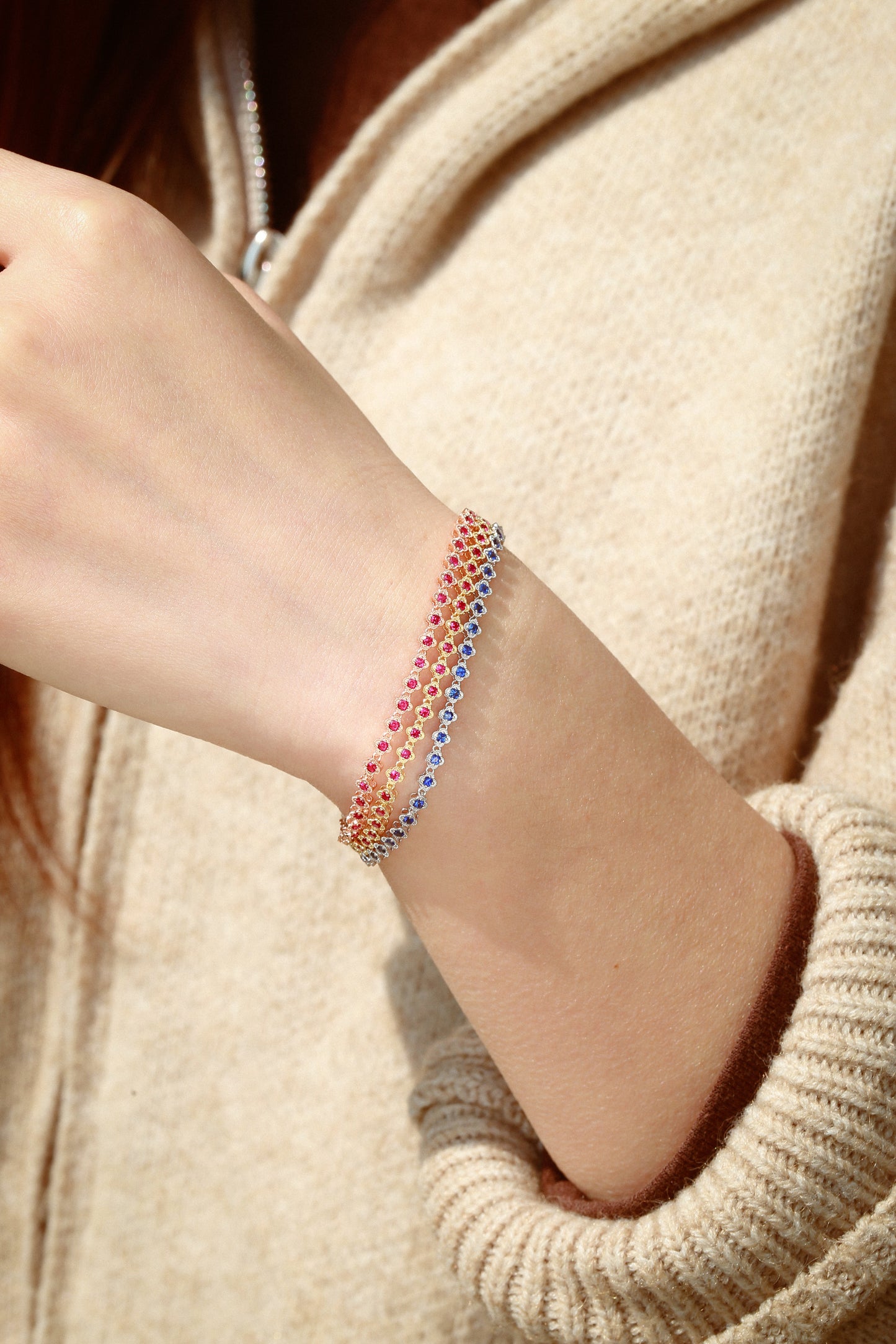 Sapphire Fortune Bracelet | 18K white gold | Natural Gemstone