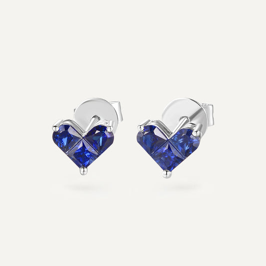 Sapphire Love KnoT Stud Earrings | 18K white gold | Natural Gemstone