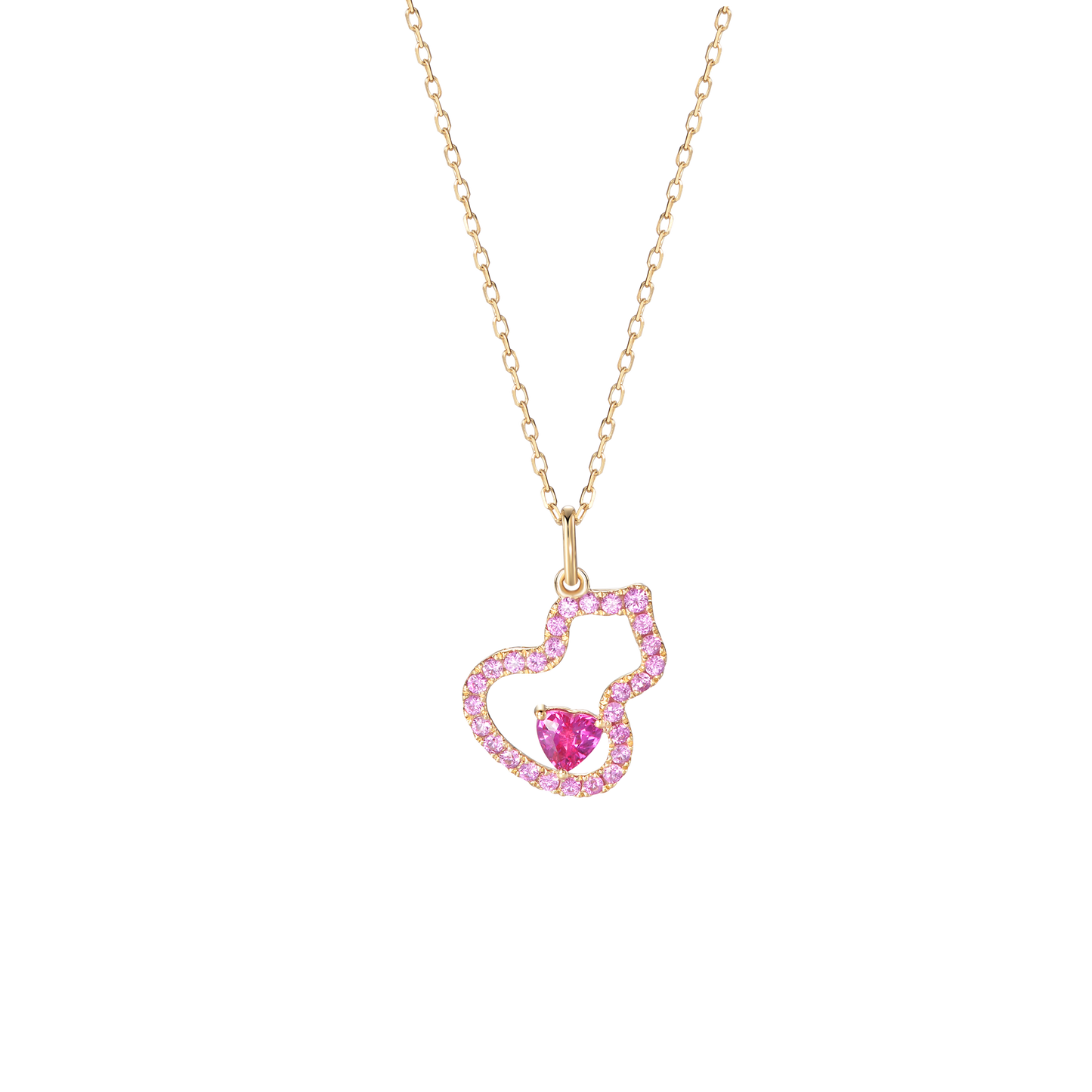Pink Sapphire Heart Necklace | 18K yellow gold