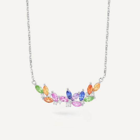 Rainbow cat's eye Necklace | 18K white gold | Natural Gemstone
