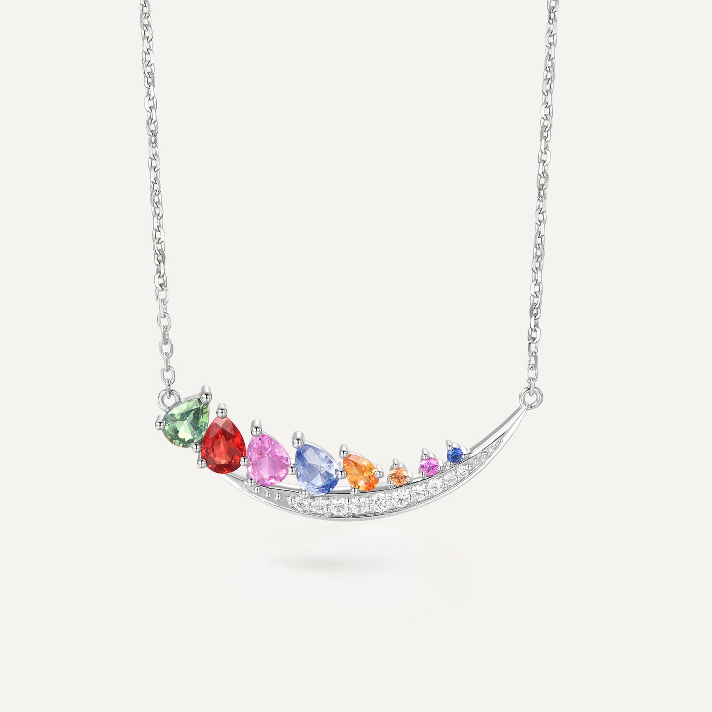 Moon Boat Necklace (Teardrop) | 18K White Gold