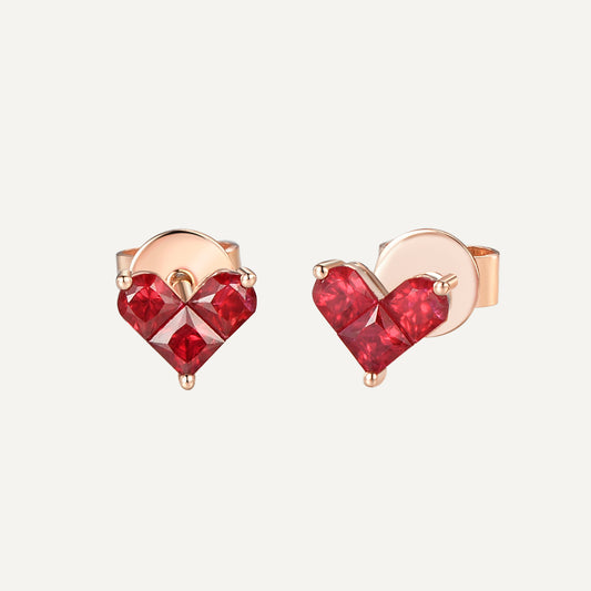 Ruby Love KnoT Stud Earrings | 18K rose gold | Natural Gemstone