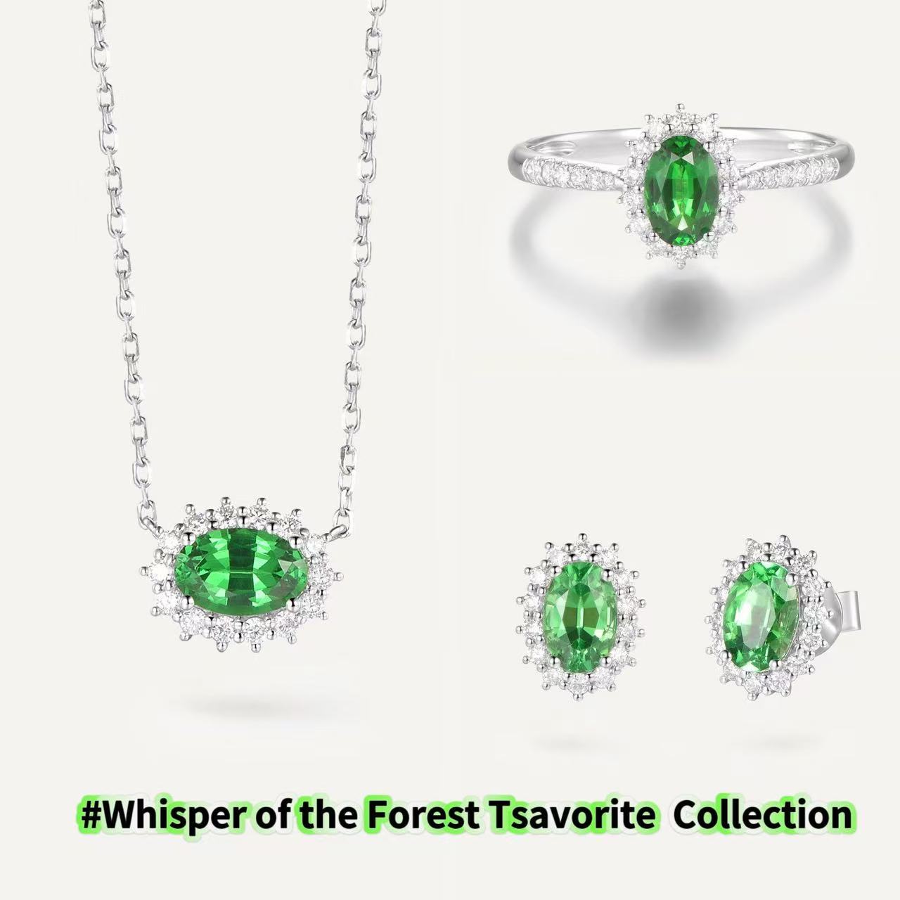 Whisper of the Forest Tsavorite  Ring | 18K white gold | Natural Gemstone