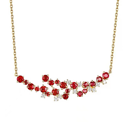 Gemstone set box 1.4~2.3mm round ruby full star collar necklace