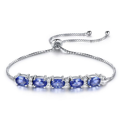 Gemstone set box with 3*5mm oval sapphire bracelet.