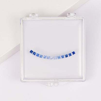 Princess-cut pink and blue sapphire gradient stone set necklace box