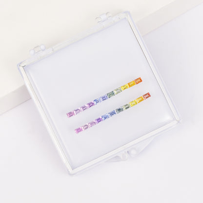 Gemstone set box 2*3mm rectangular colored sapphire set