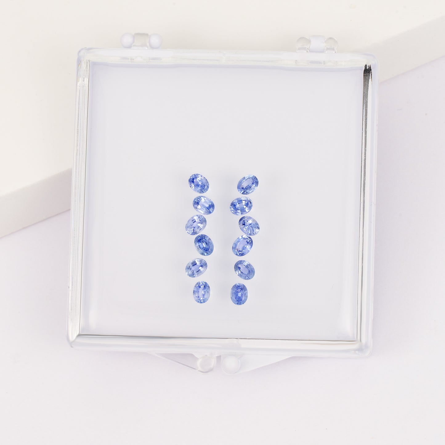 Earring set with 3*4mm oval sapphire in a box