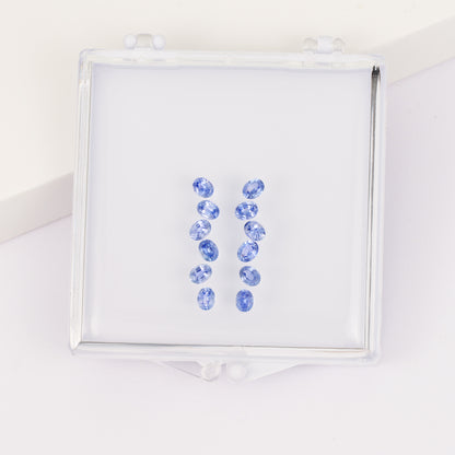 Earring set with 3*4mm oval sapphire in a box