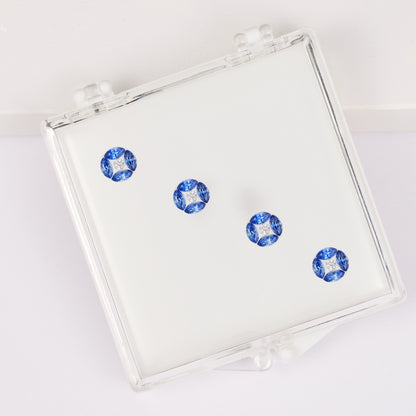 Gemstone set box with 4*2mm cat's eye shaped sapphire in the copper coin series.