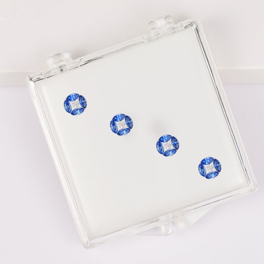 Gemstone set box with 4*2mm cat's eye shaped sapphire in the copper coin series.